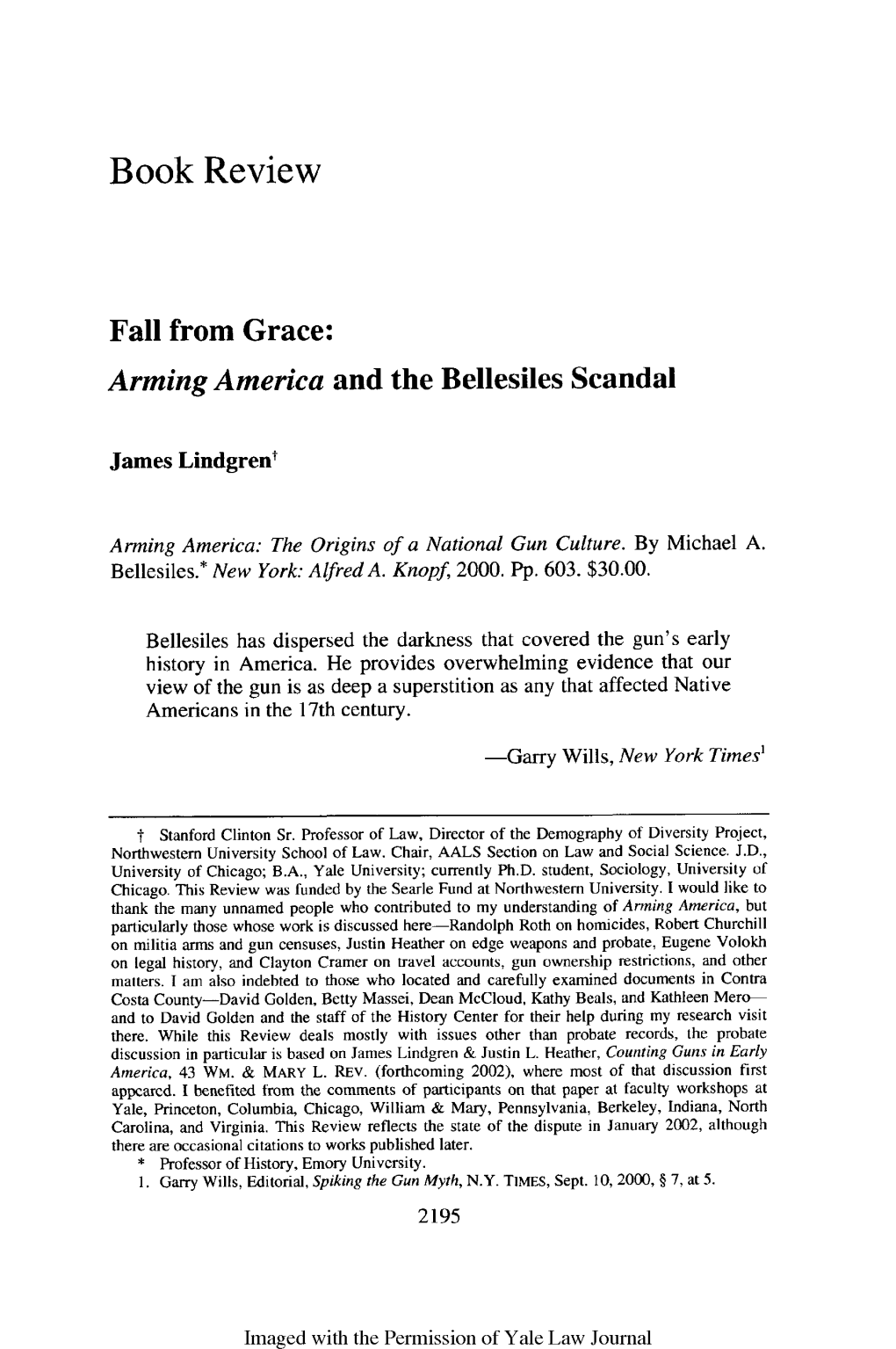 Arming America and the Bellesiles Scandal