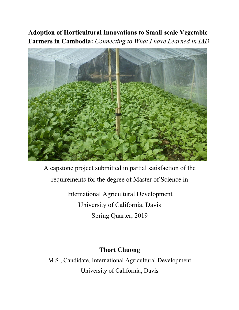 Adoption of Horticultural Innovations to Small-Scale Vegetable Farmers in Cambodia: Connecting to What I Have Learned in IAD