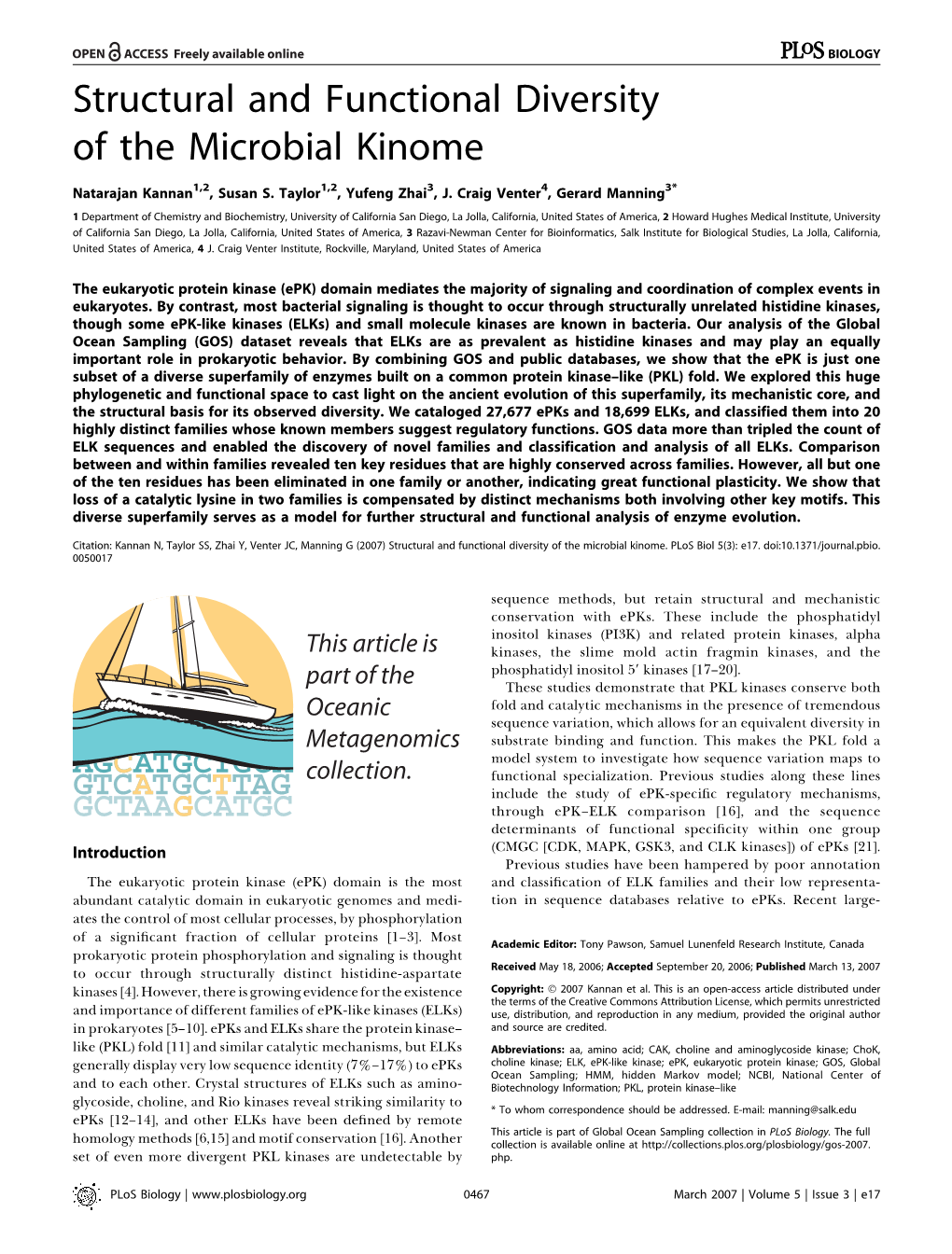 Structural and Functional Diversity of the Microbial Kinome