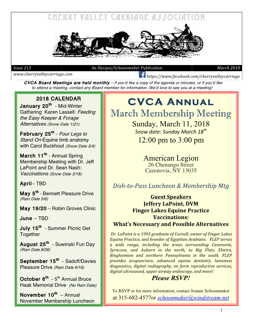 CVCA Annual March Membership Meeting