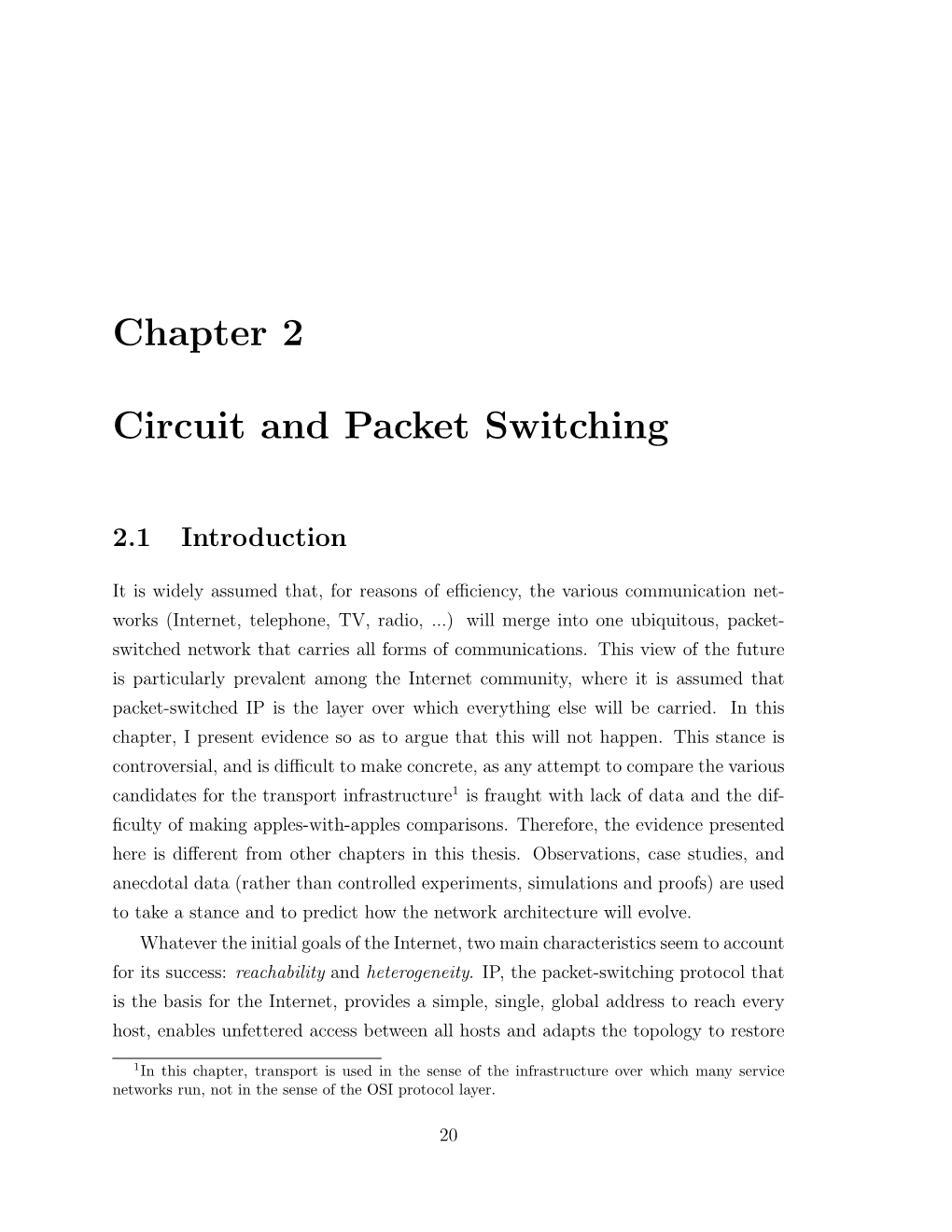 Chapter 2 Circuit and Packet Switching