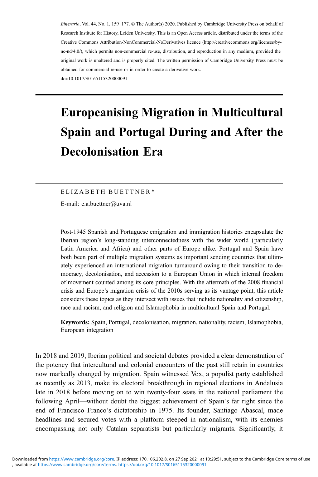 Europeanising Migration in Multicultural Spain and Portugal During and After the Decolonisation Era