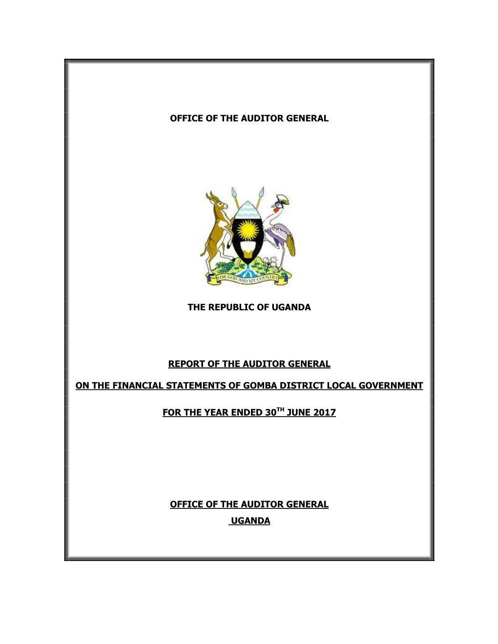 Office of the Auditor General the Republic of Uganda