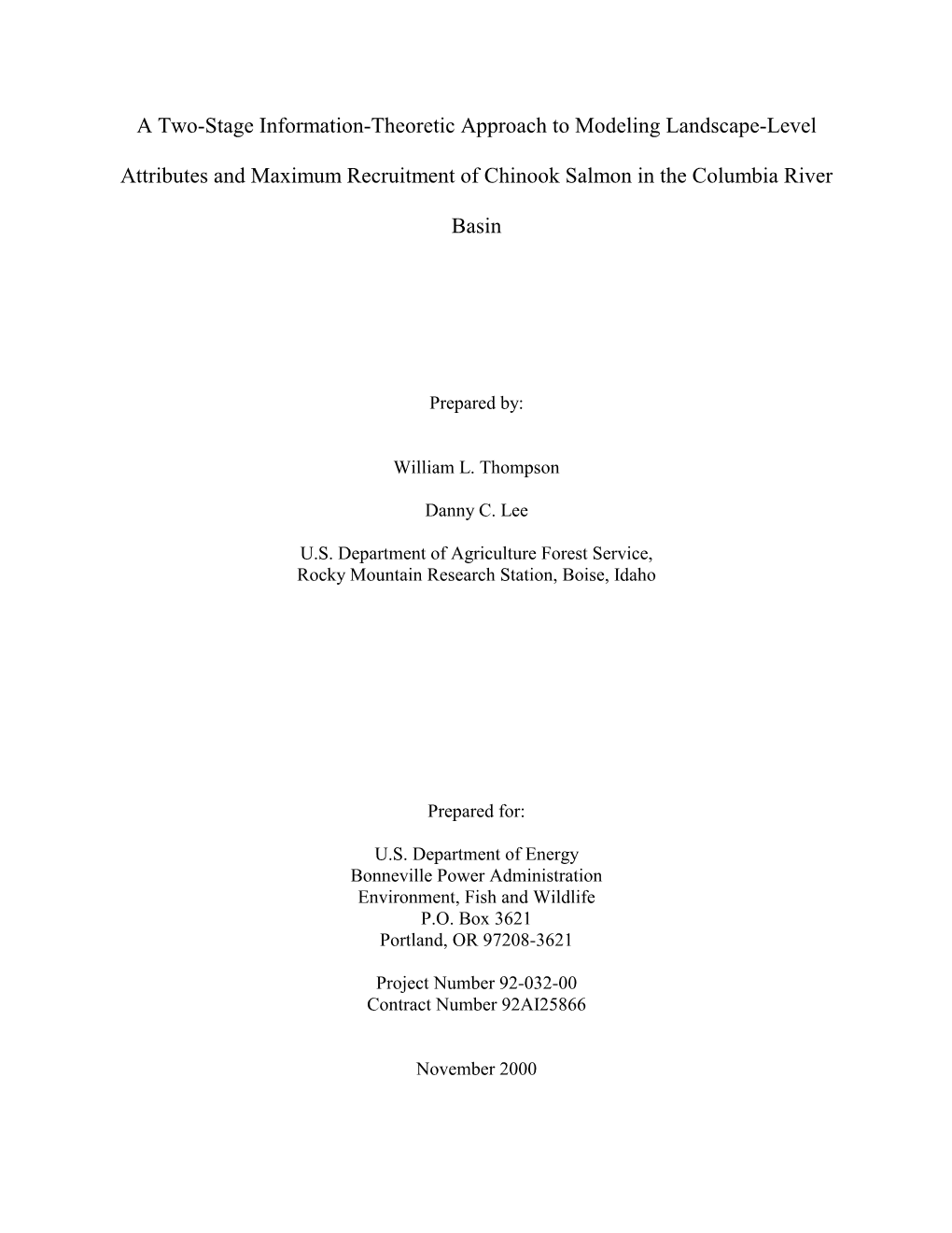 A Two-Stage Information-Theoretic Approach to Modeling Landscape-Level