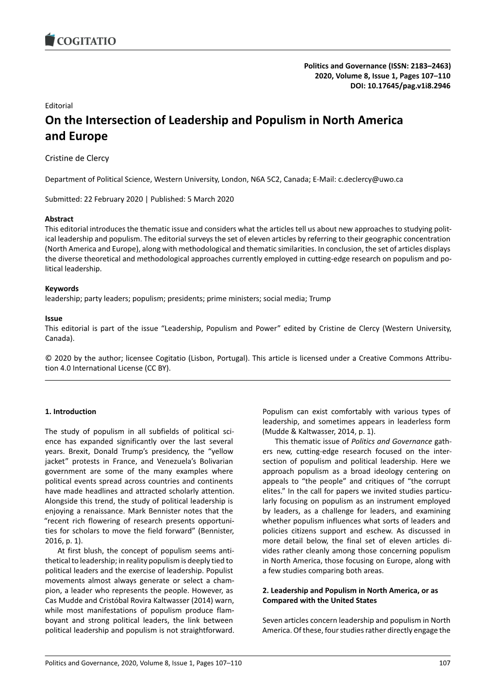 On the Intersection of Leadership and Populism in North America and Europe