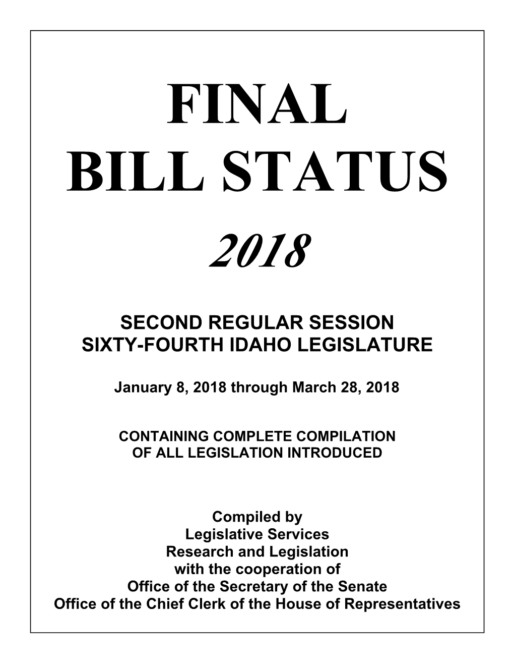 Final Bill Status 2018