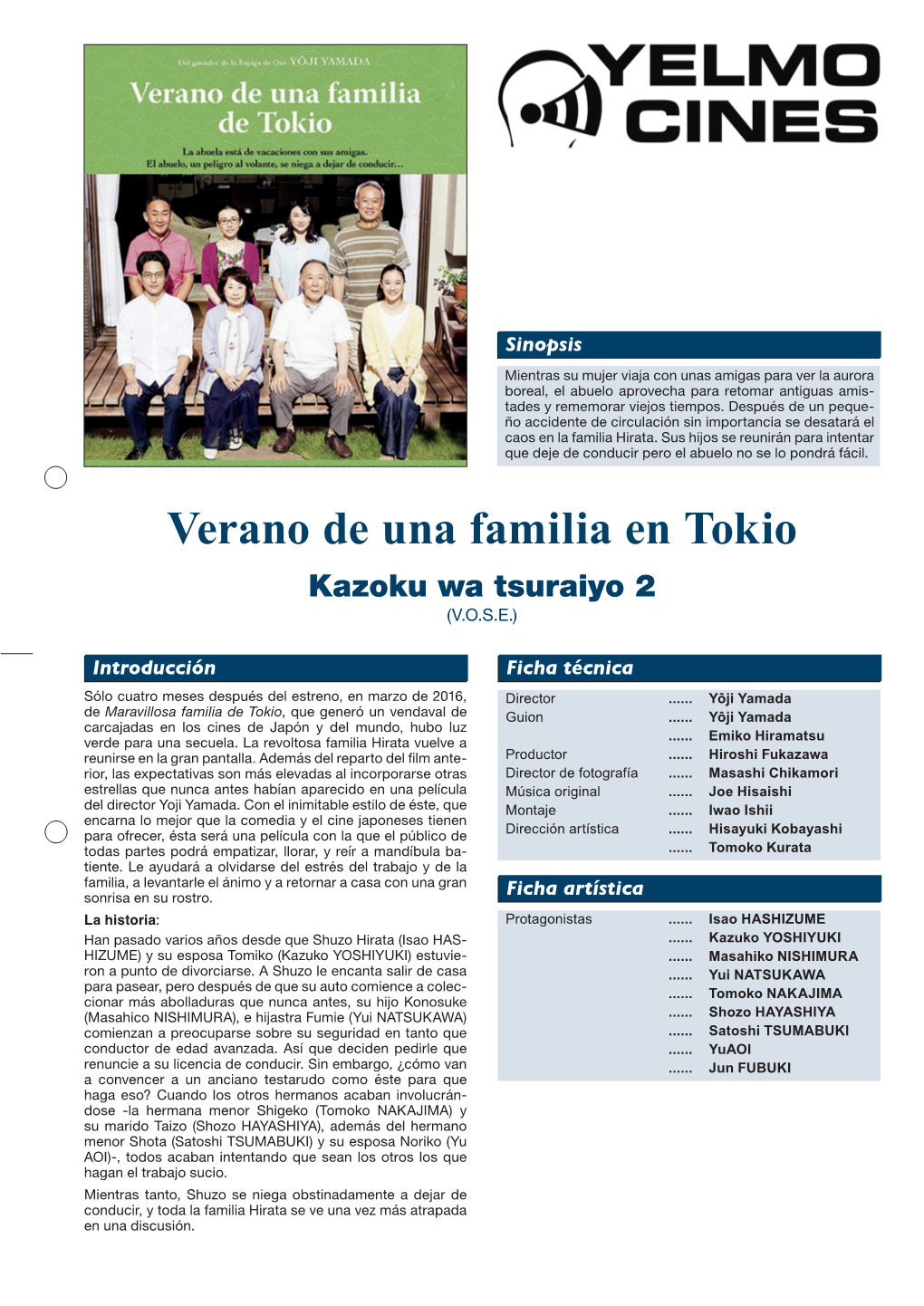 Verano De Una Familia En Tokio Kazoku Wa Tsuraiyo 2 (V.O.S.E.)