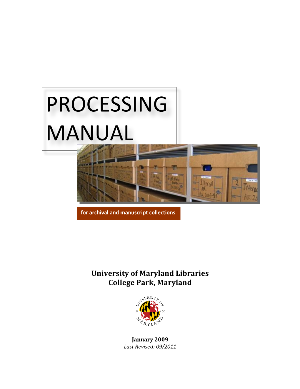 “Processing Manual” for Special Collections
