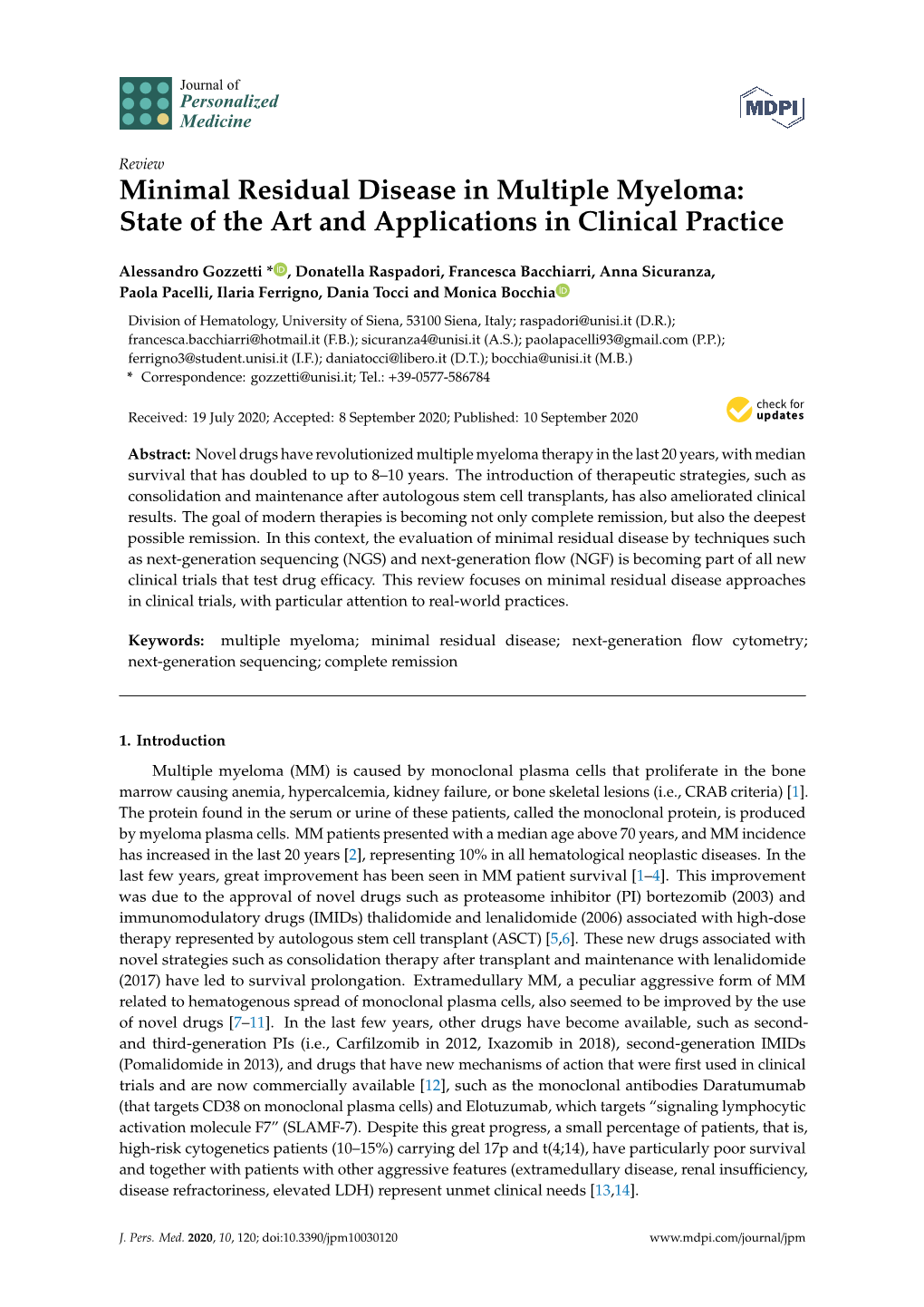 Minimal Residual Disease in Multiple Myeloma: State of the Art and Applications in Clinical Practice