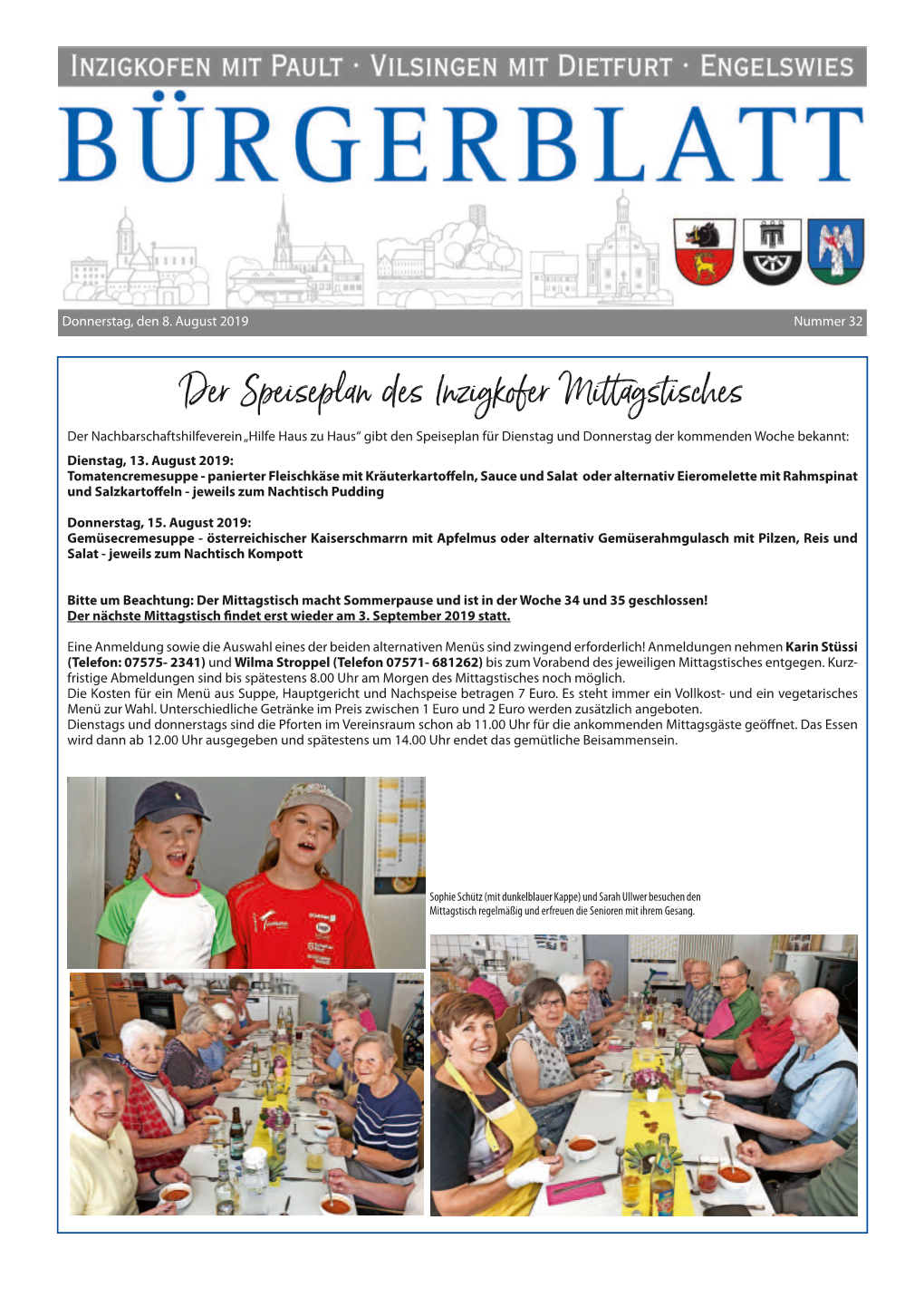 Der Speiseplan Des Inzigkofer Mittagstisches