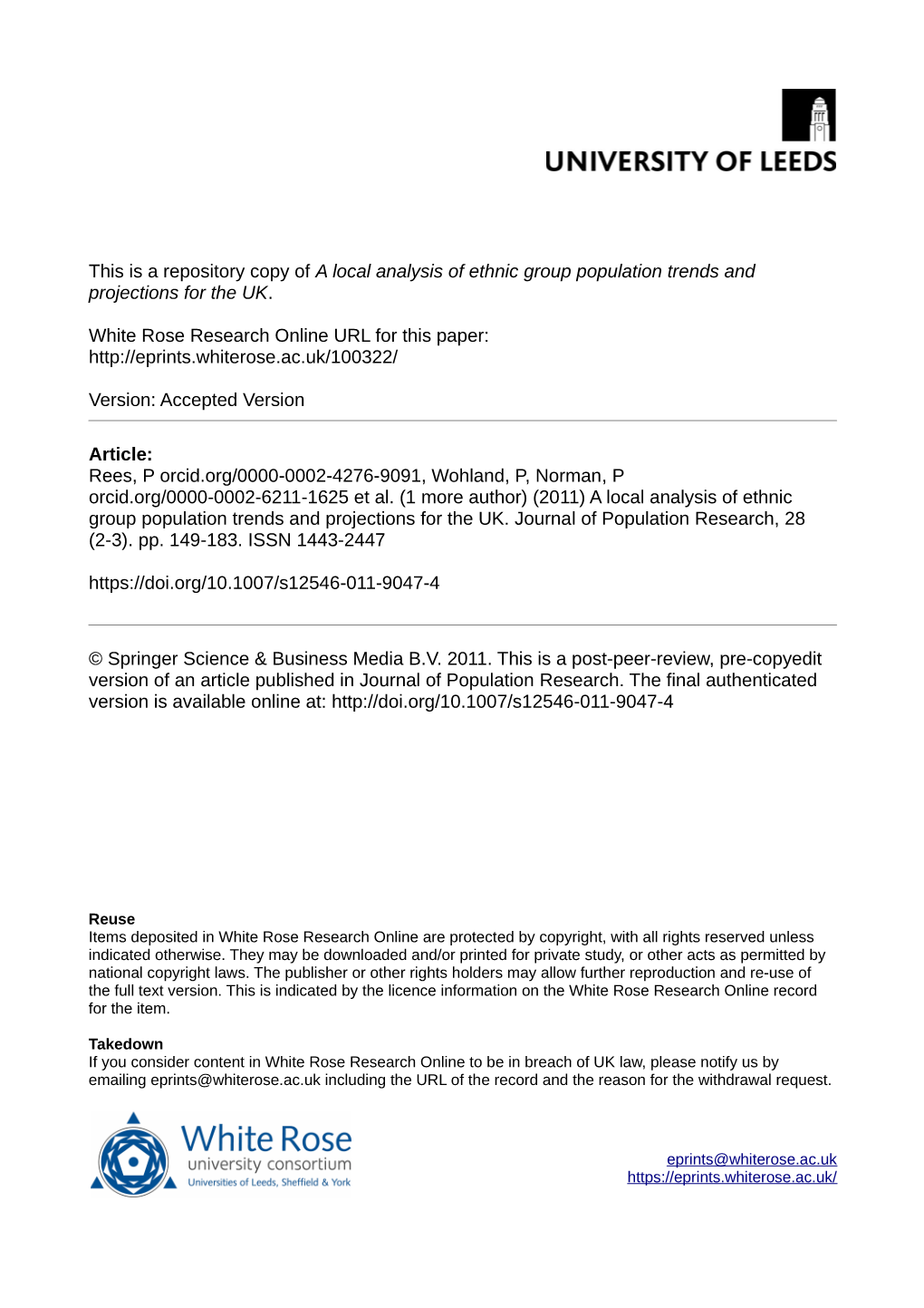 A Local Analysis of Ethnic Group Population Trends and Projections for the UK