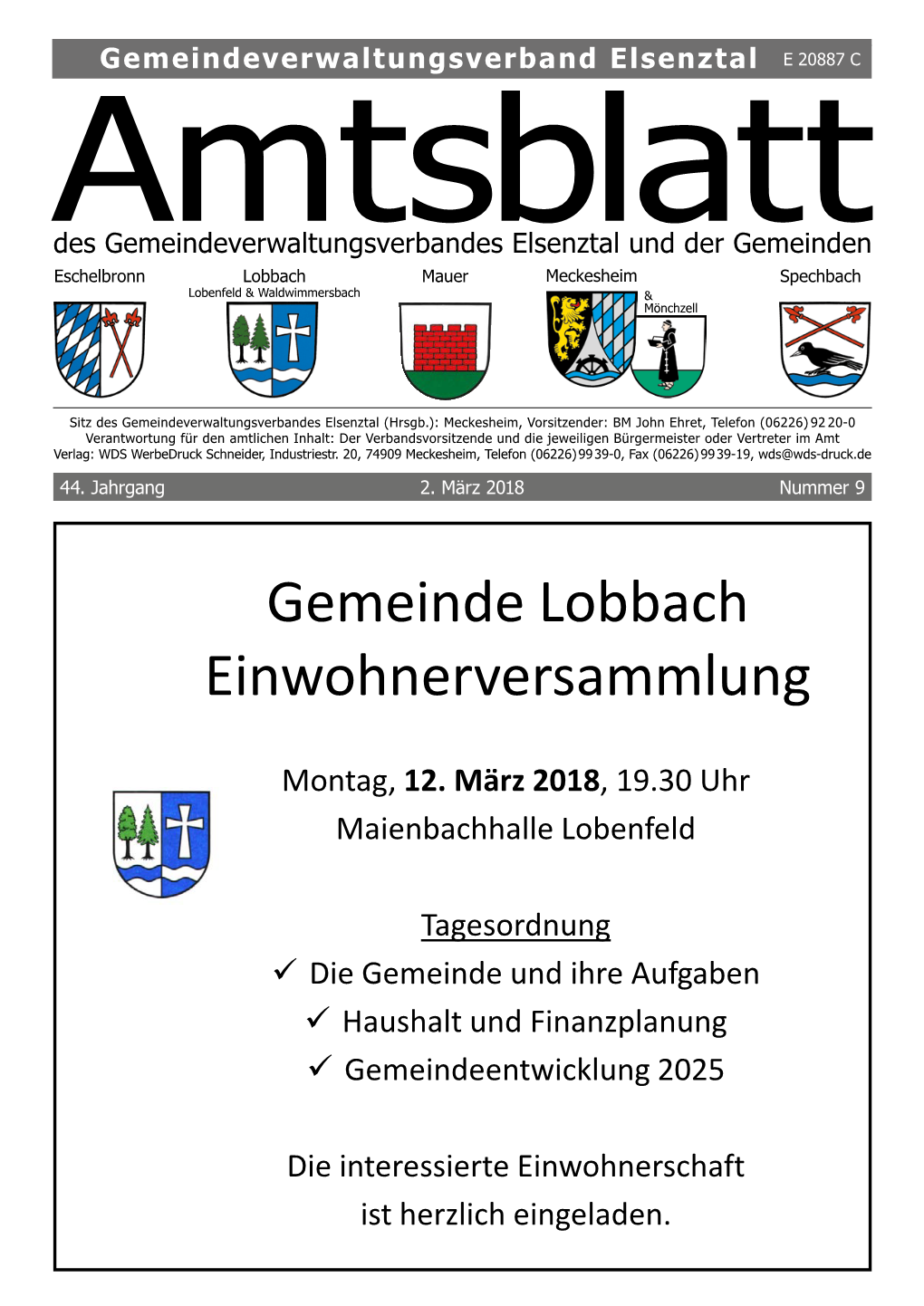 Gemeinde Lobbach Einwohnerversammlung