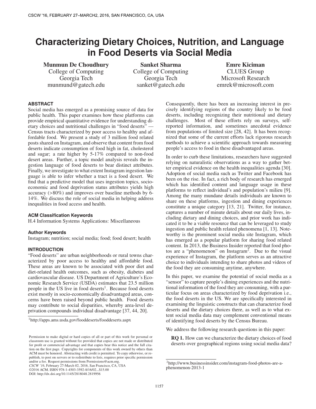Characterizing Dietary Choices, Nutrition, and Language in Food