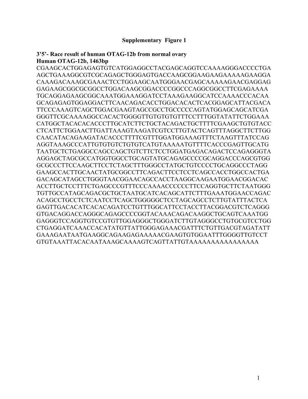 3 5 - Race Result of Human OTAG-12B from Normal Ovary