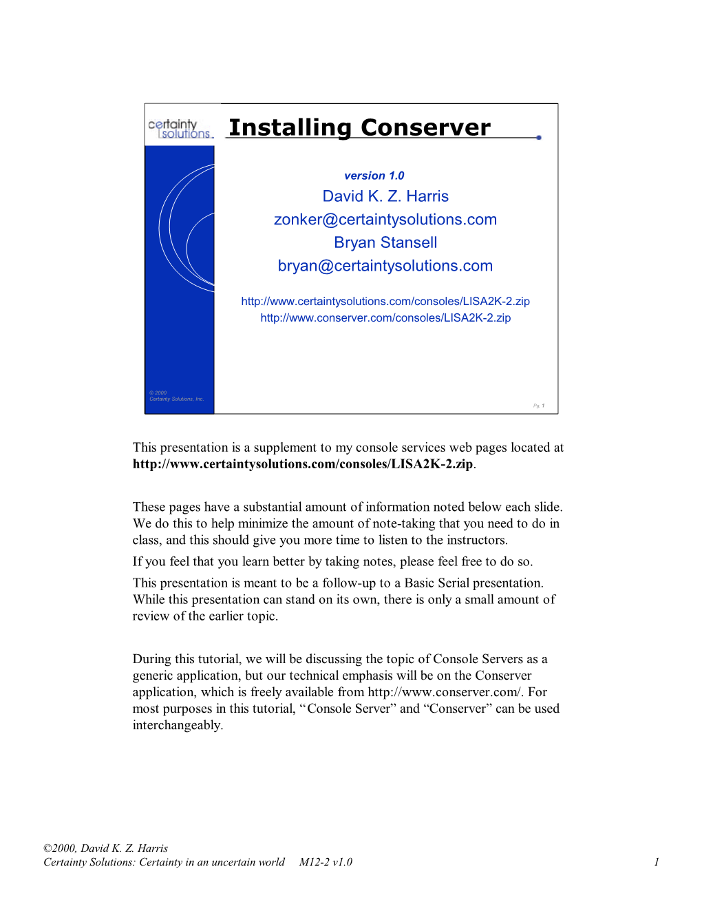 Installing Conserver