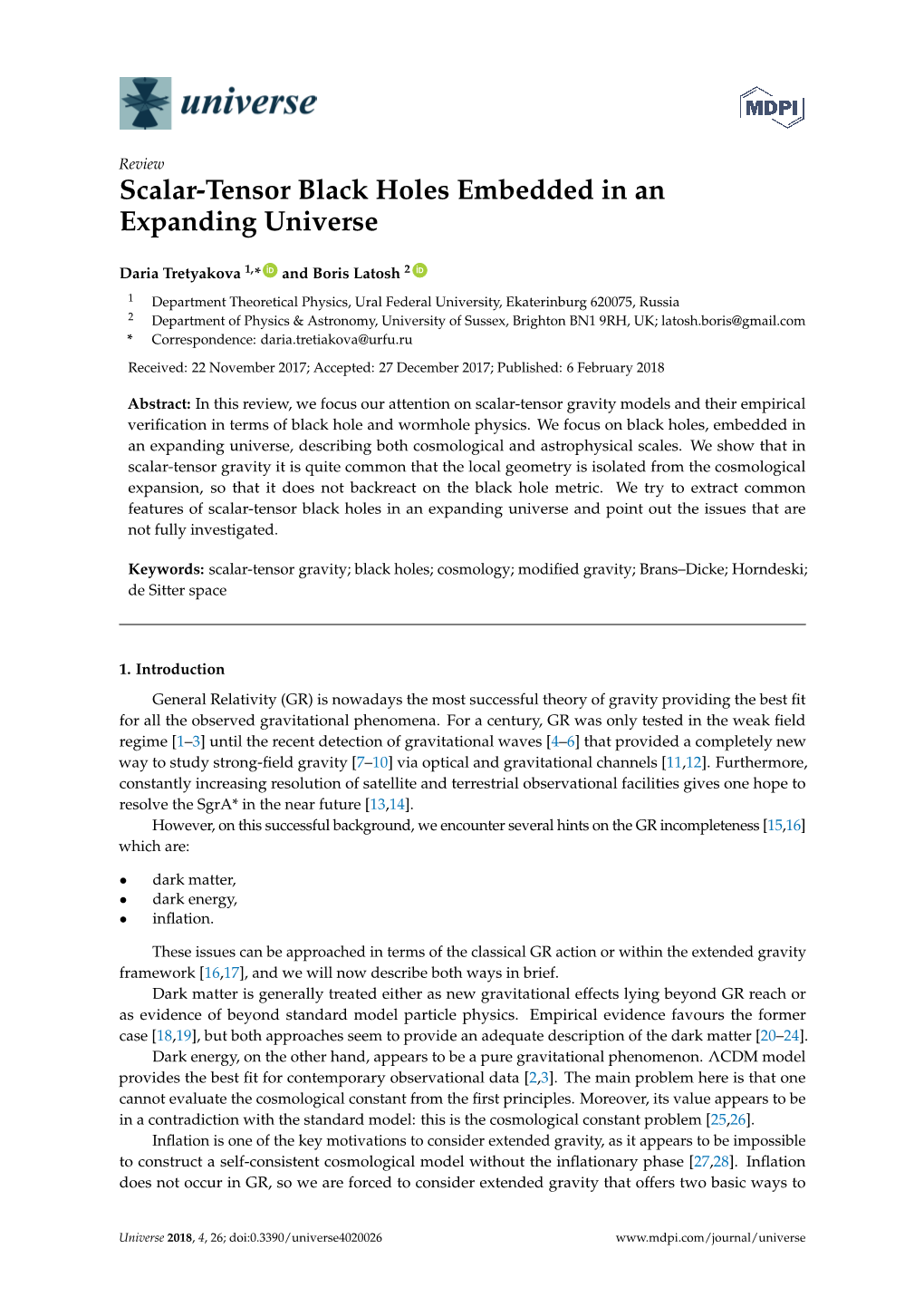 Scalar-Tensor Black Holes Embedded in an Expanding Universe