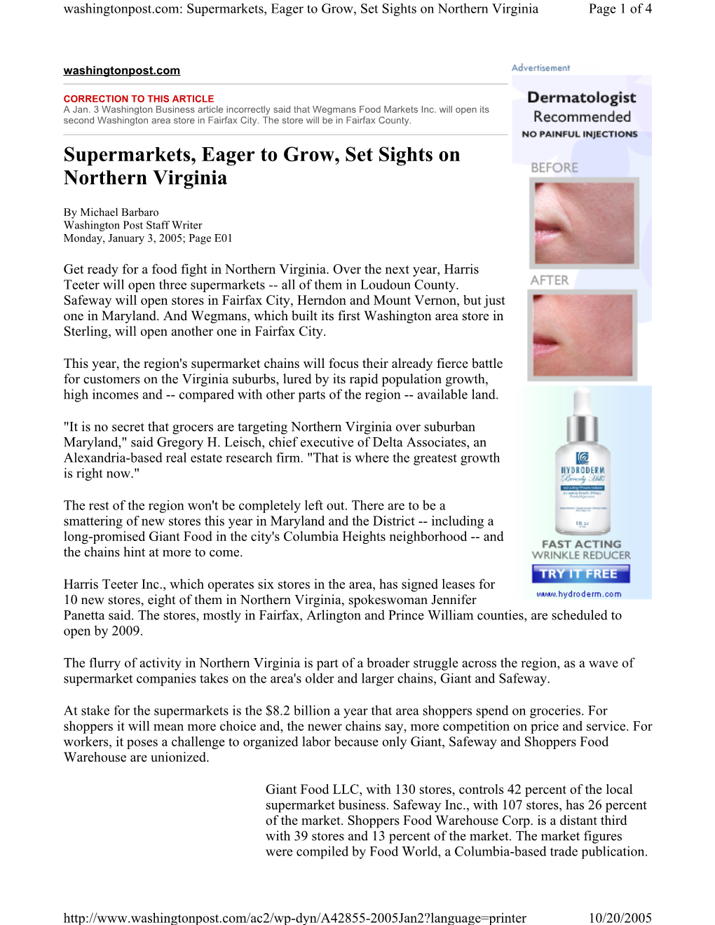 Supermarkets, Eager to Grow, Set Sights on Northern Virginia Page 1 of 4