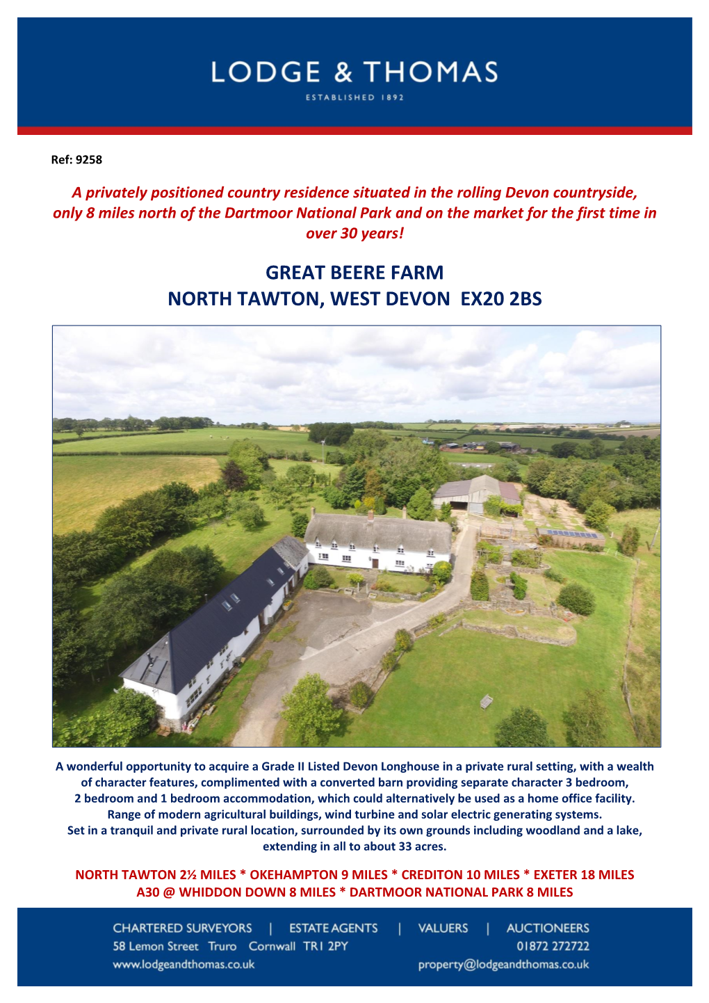 Great Beere Farm North Tawton, West Devon Ex20 2Bs