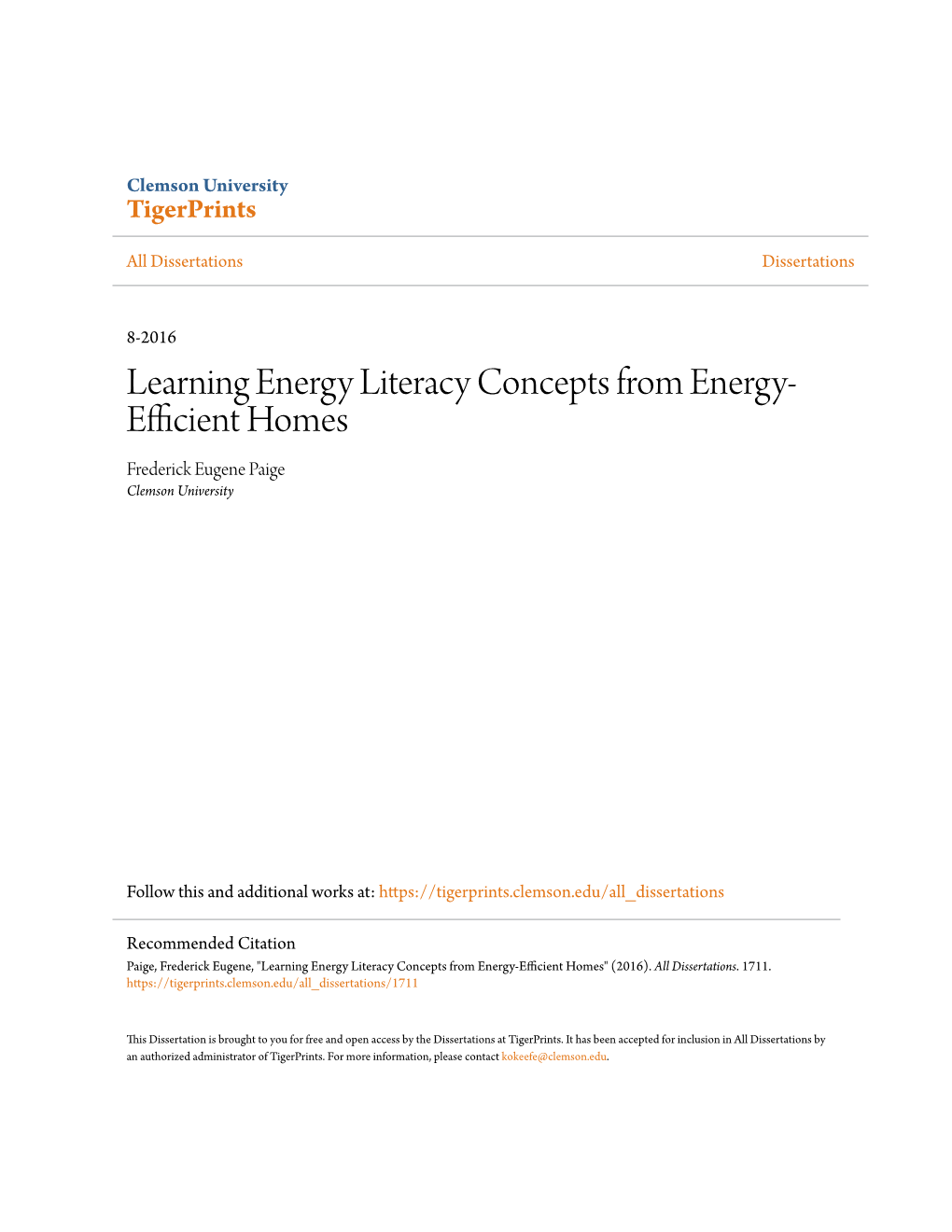 Learning Energy Literacy Concepts from Energy-Efficient Homes