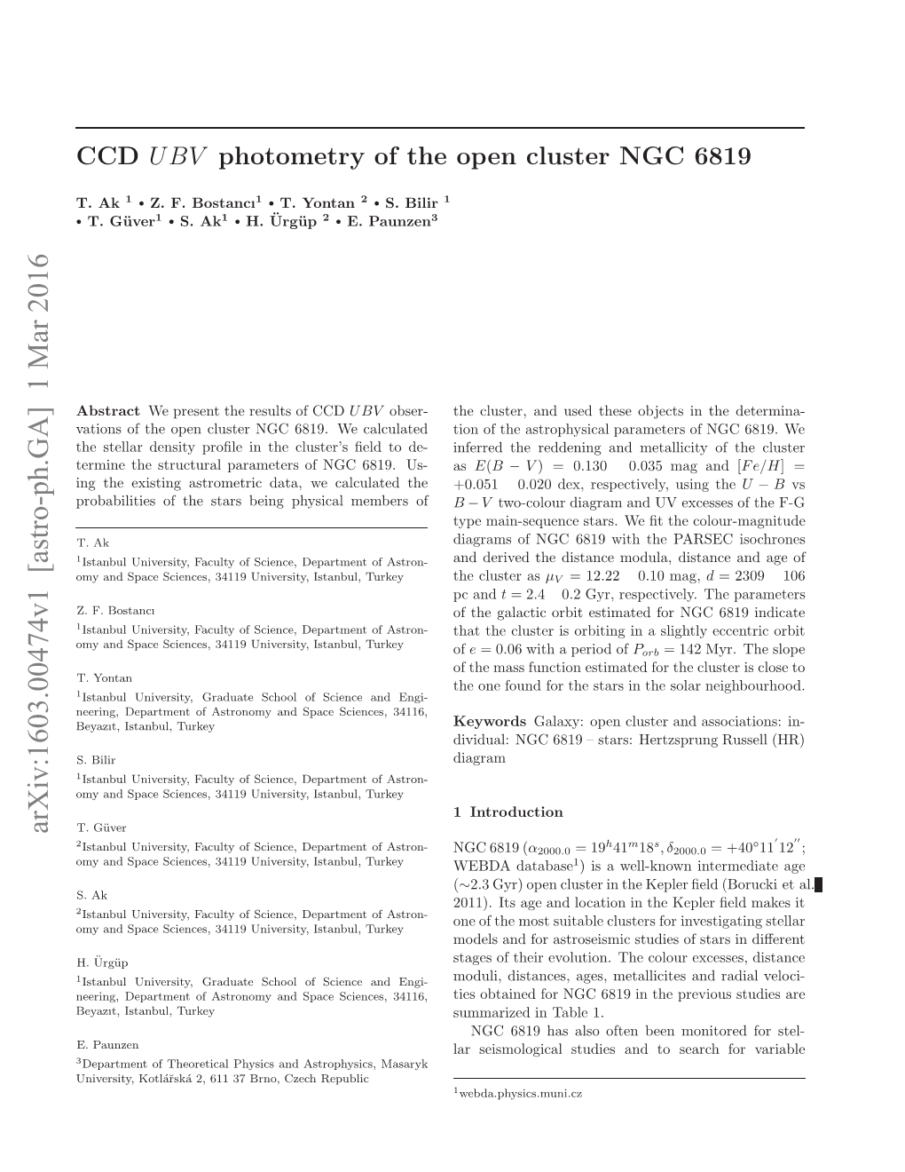 CCD UBV Photometry of the Open Cluster NGC 6819