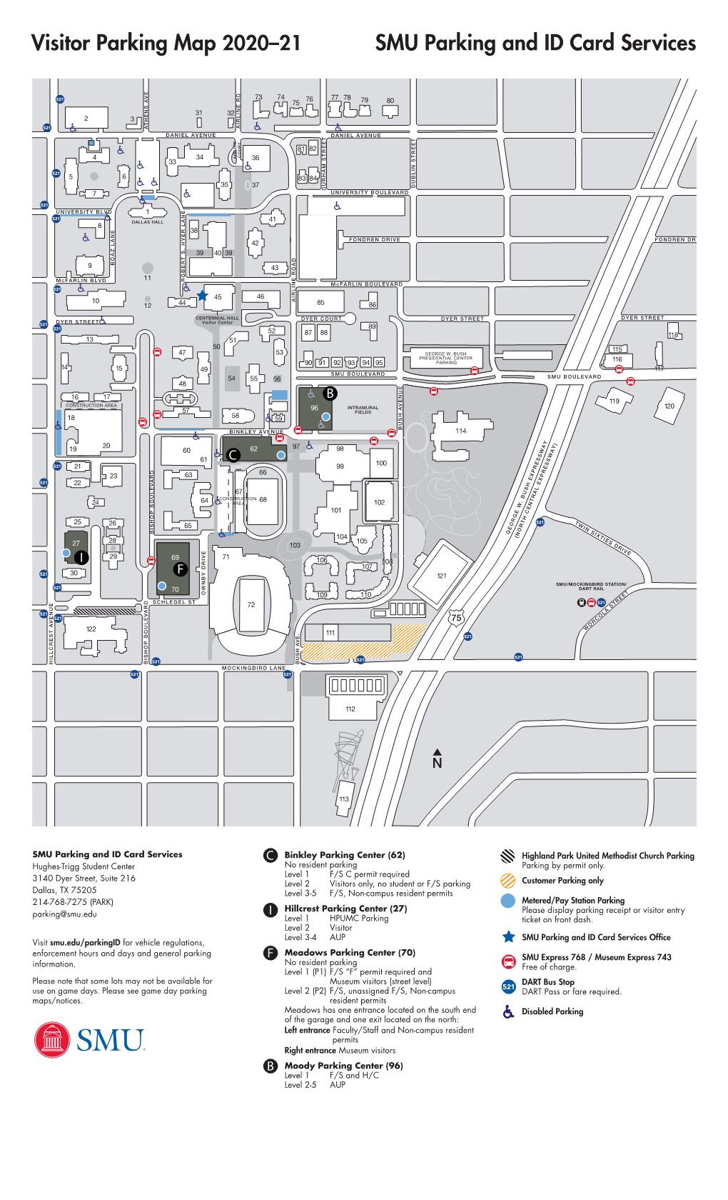 Visitor Parking Map 2020–21 SMU Parking and ID Card Services E 521 73 74 77 78