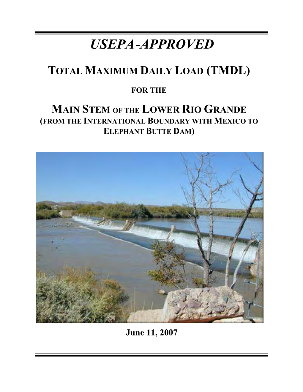 US EPA-APPROVED TMDL for the Lower Rio Grande