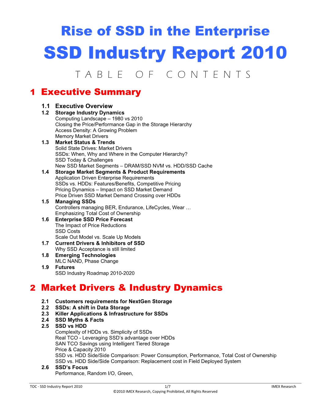 SSD Industry Report 2010