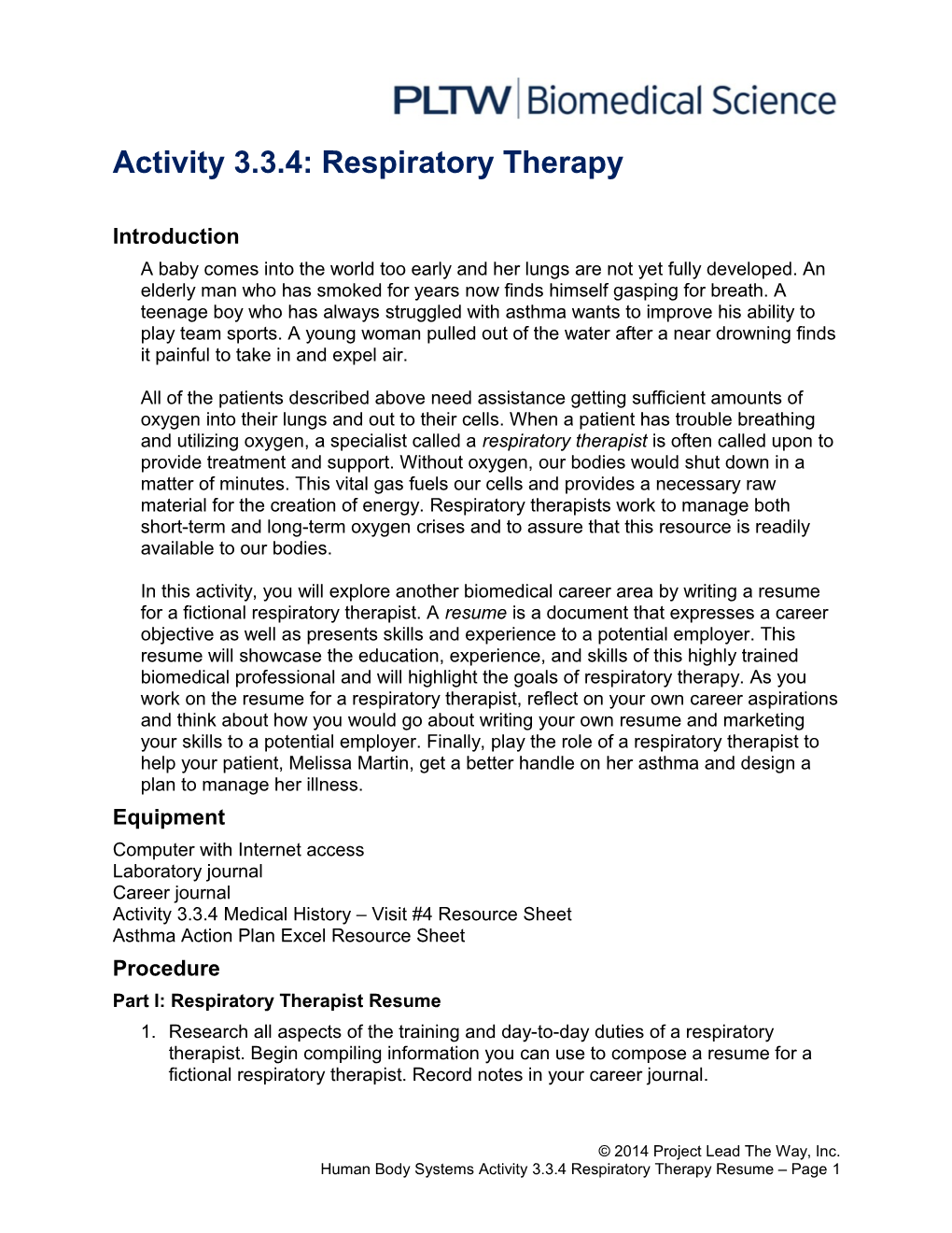 Activity 3.3.4: Respiratory Therapy