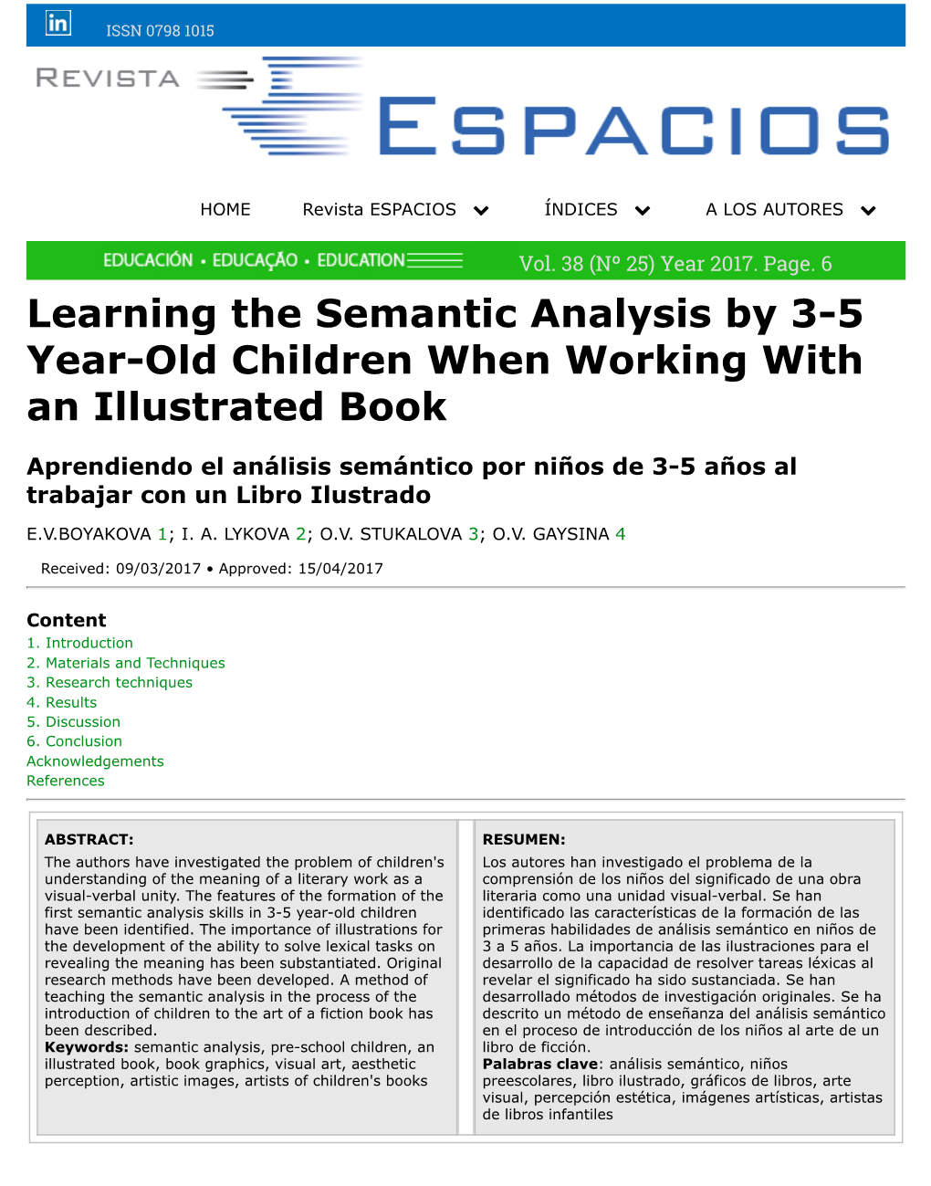 Learning the Semantic Analysis by 3-5 Year-Old Children When Working with an Illustrated Book