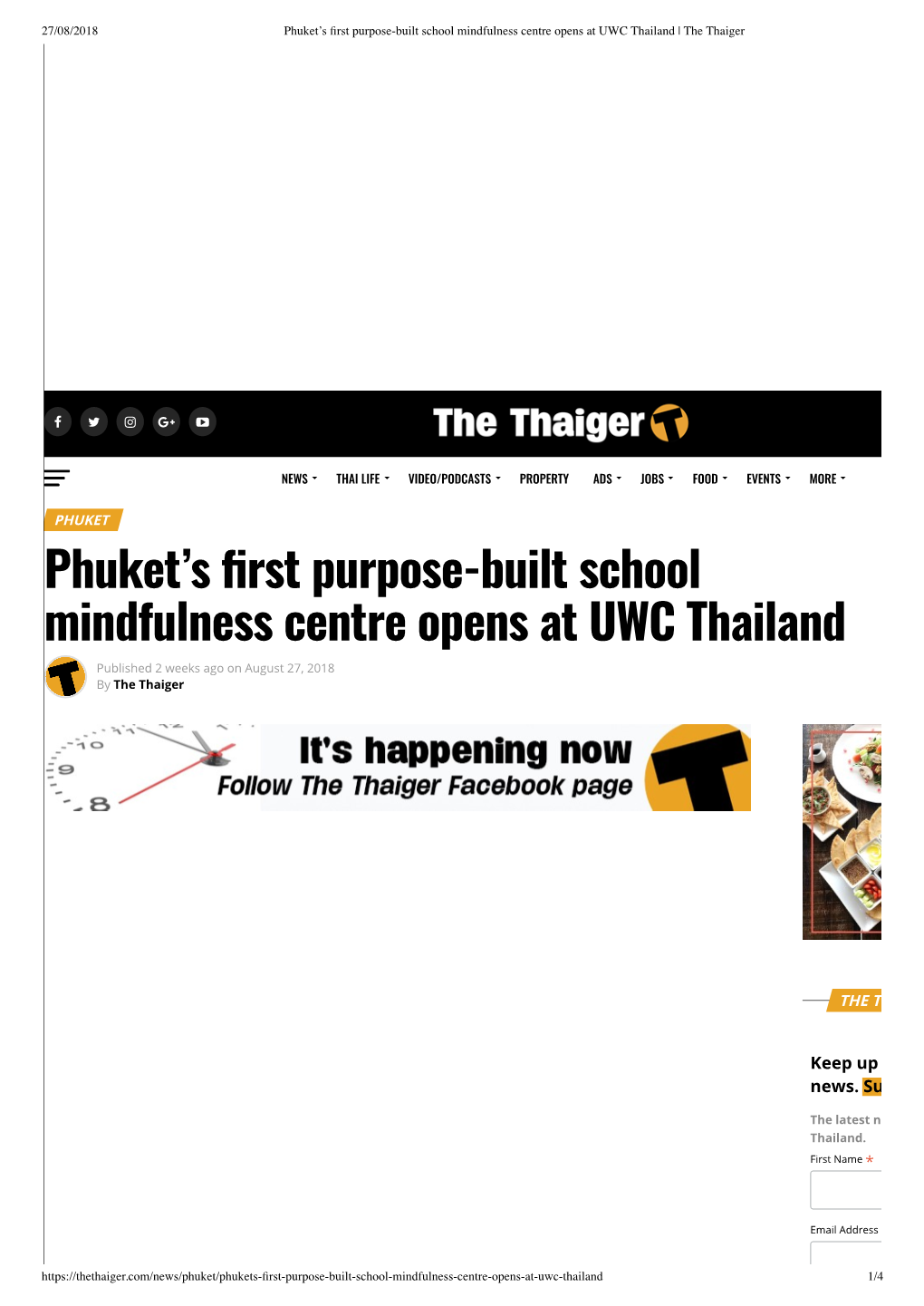 Phuket's Rst Purpose-Built School Mindfulness Centre Opens at UWC