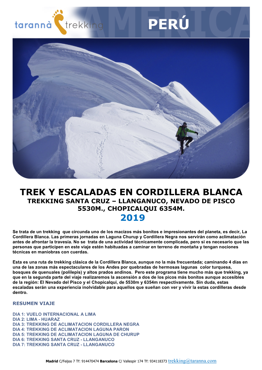 Trek Y Escaladas En Cordillera Blanca 2019