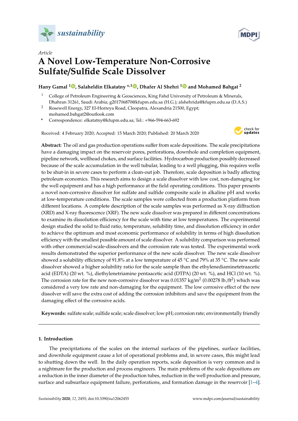 A Novel Low-Temperature Non-Corrosive Sulfate/Sulfide