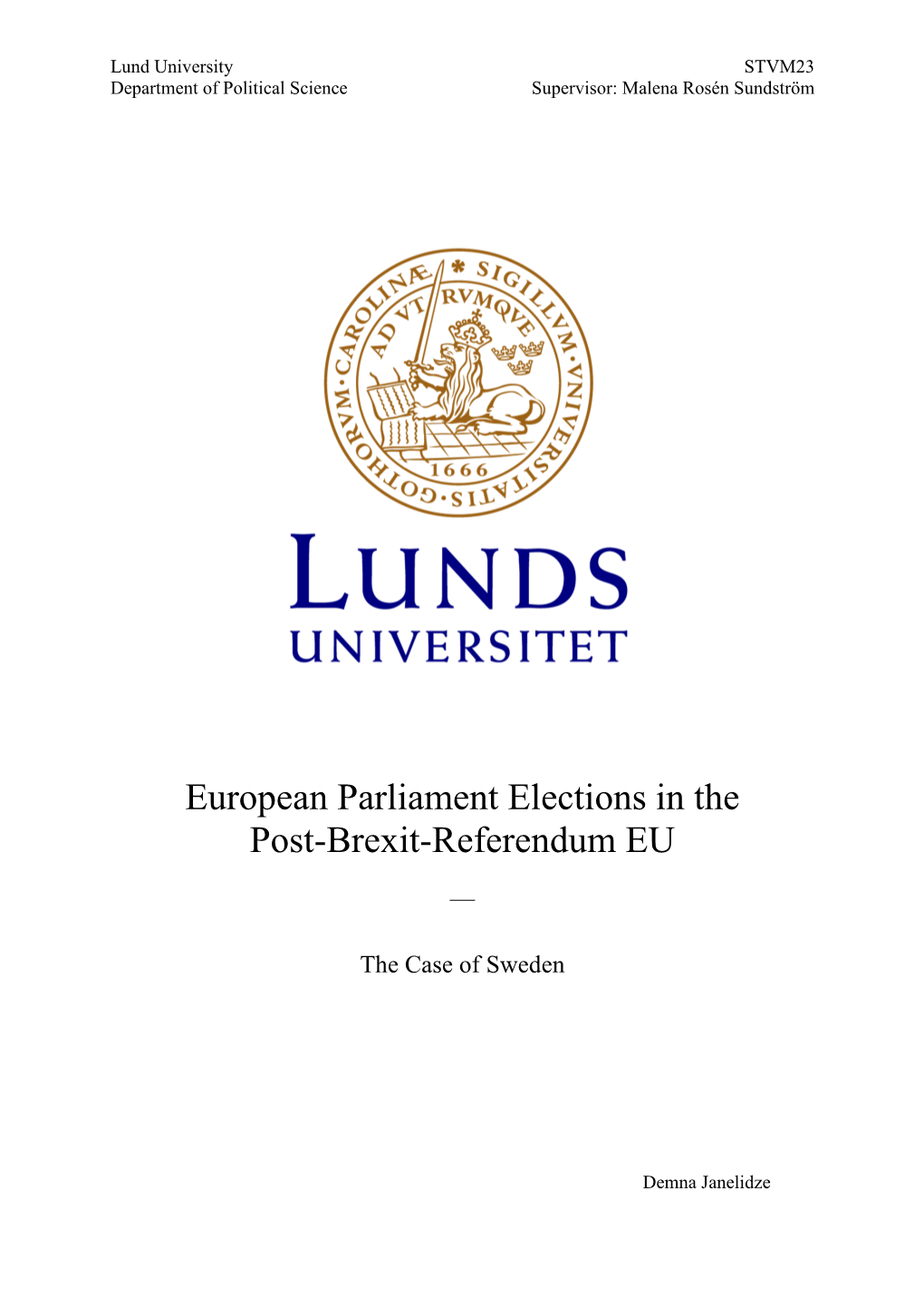 European Parliament Elections in the Post-Brexit-Referendum EU