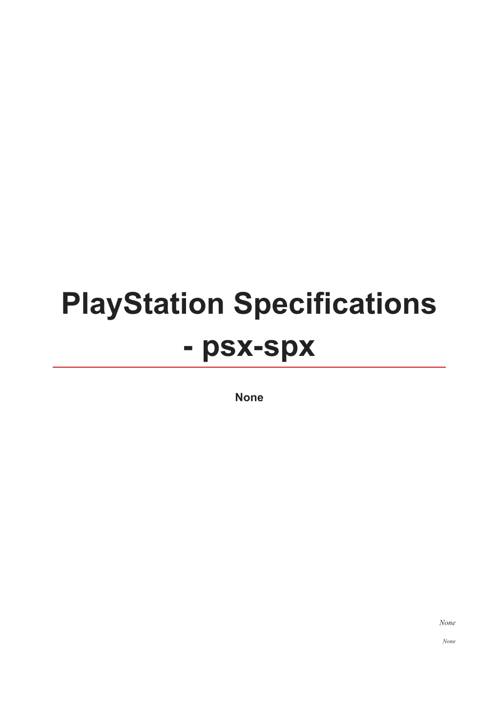 Playstation Specifications - Psx-Spx