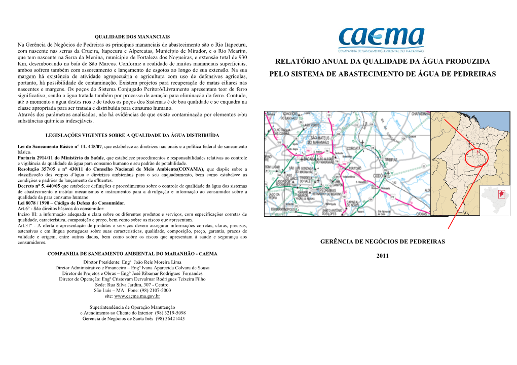 Relatório Anual Da Qualidade Da Água Distribuída Pelo