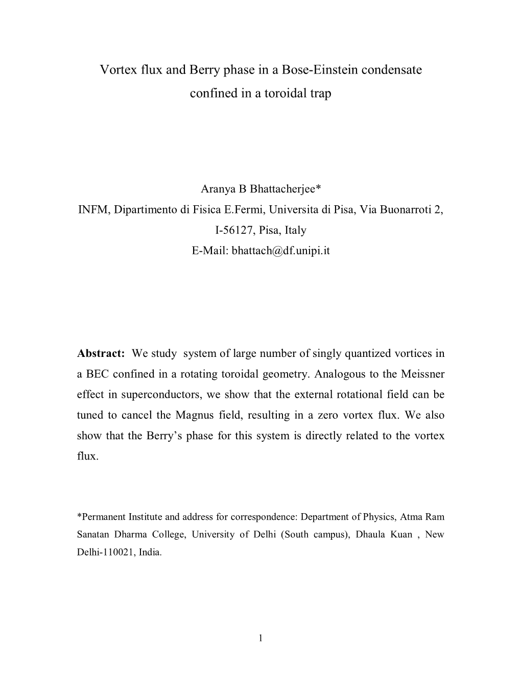 Vortex Flux and Berry Phase in a Bose-Einstein Condensate Confined in a Toroidal Trap