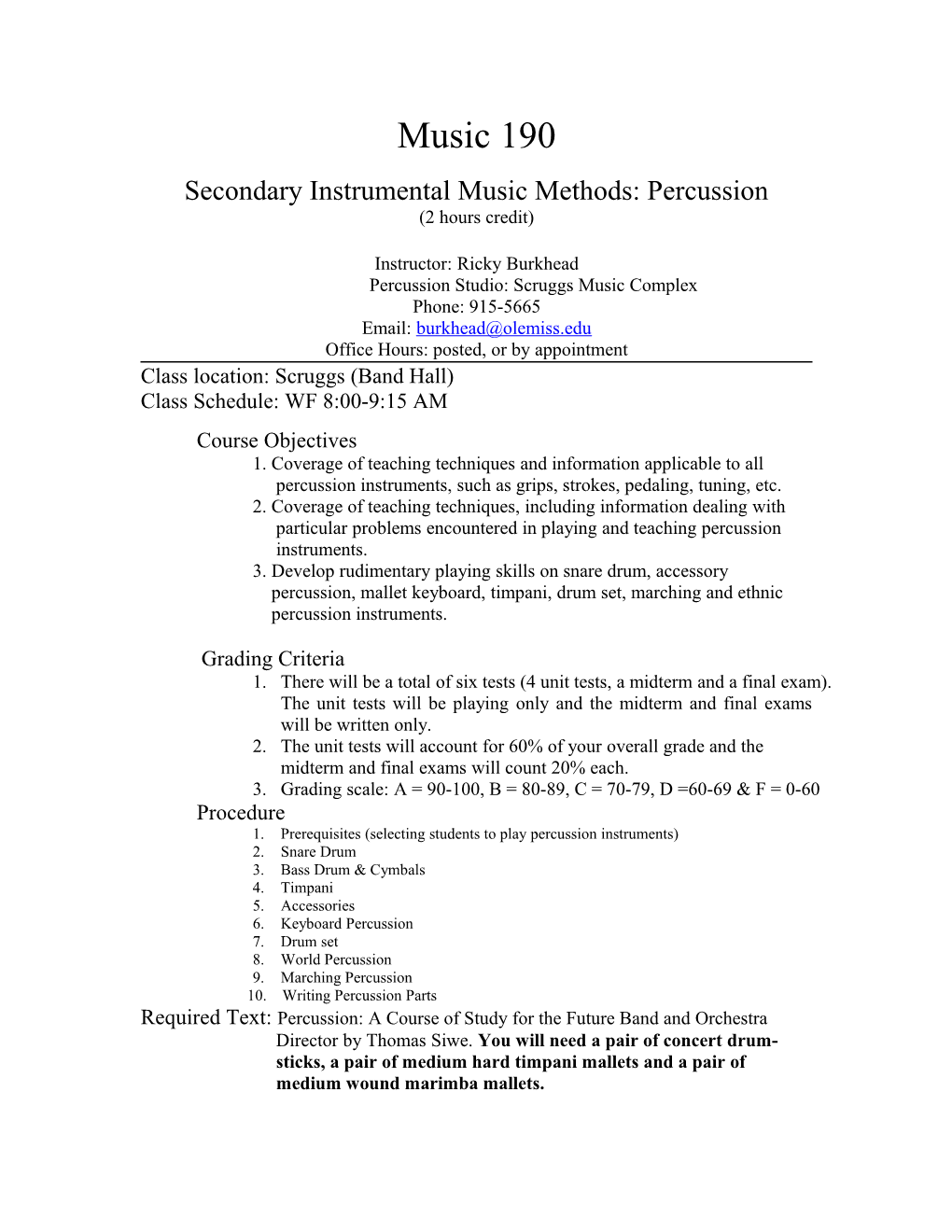 Secondary Instrumental Music Methods: Percussion