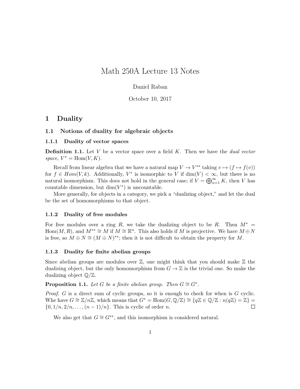 Math 250A Lecture 13 Notes