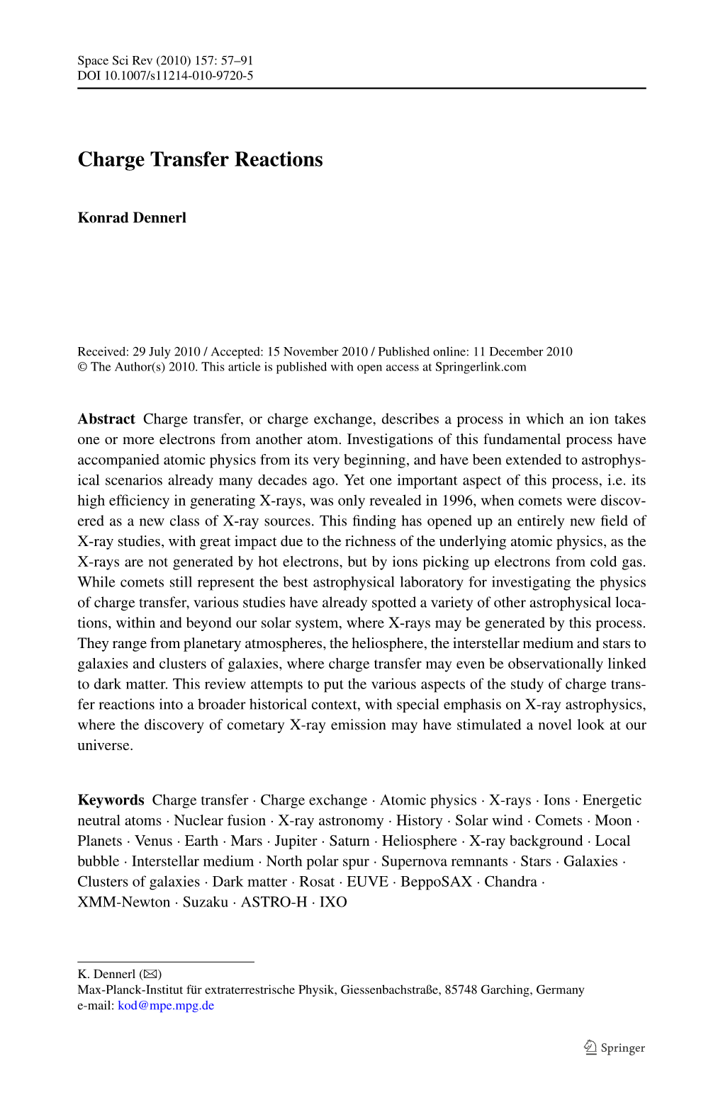 Charge Transfer Reactions