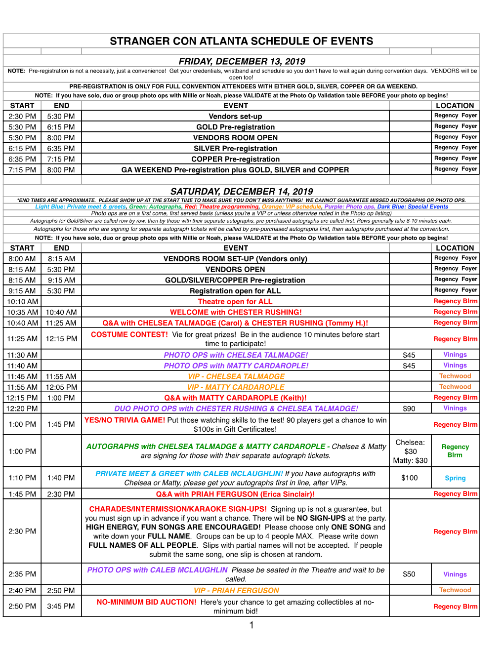 Stranger Con Atlanta Schedule of Events