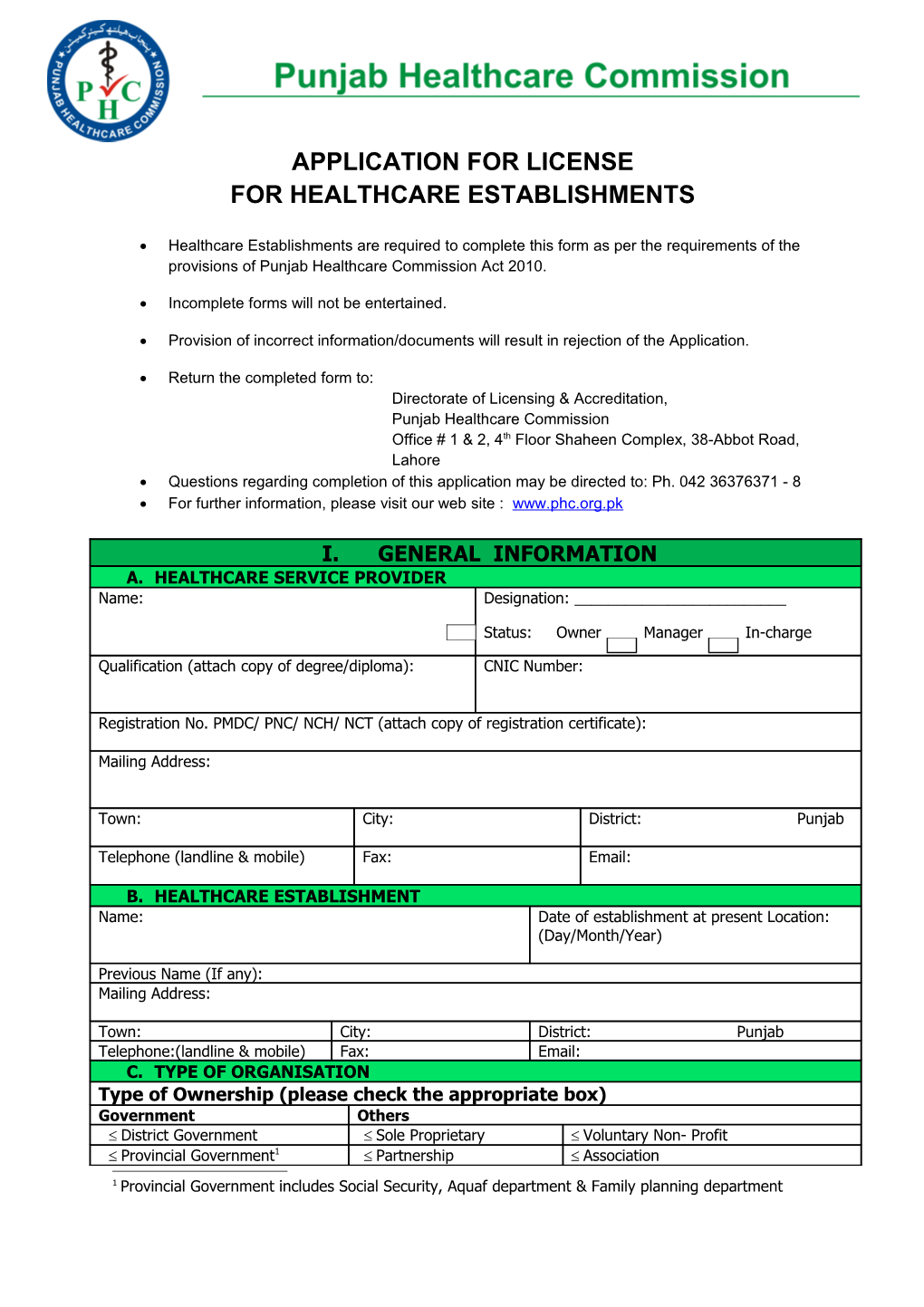 Application for Registration / Provisional License