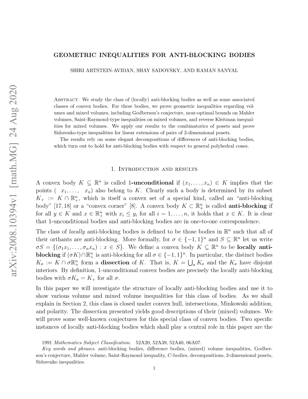 Geometric Inequalities for Anti-Blocking Bodies 3