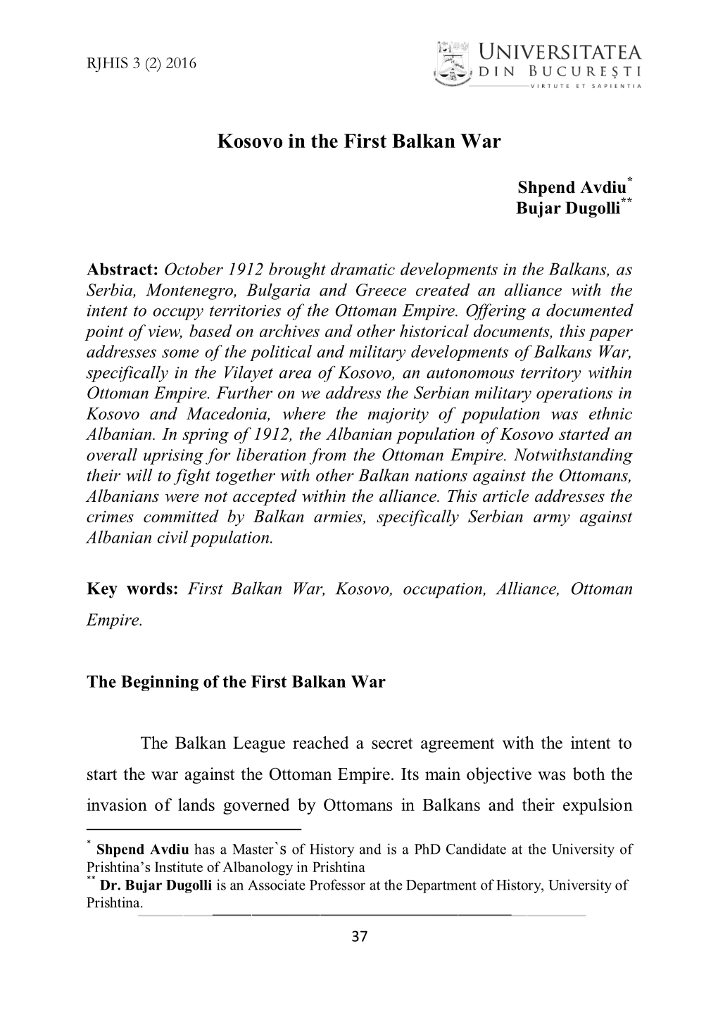 Kosovo in the First Balkan War