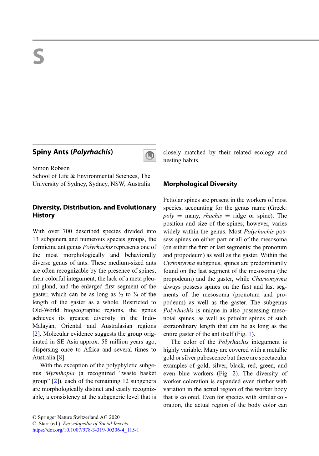 Robson, S. 2020. Spiny Ants (Polyrhachis)