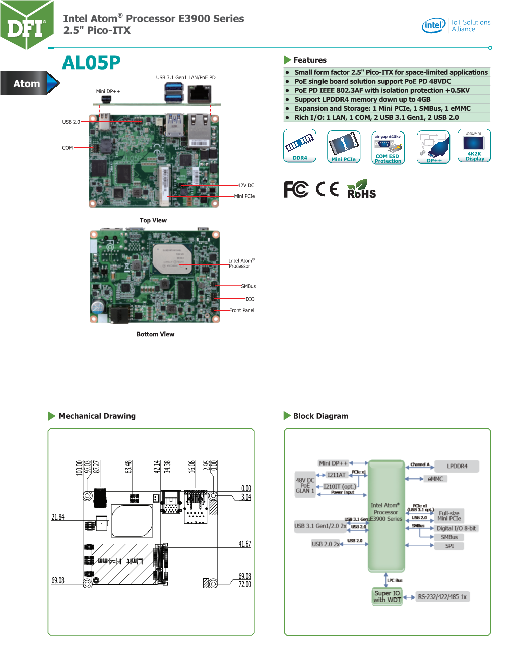 Intel Atom® Processor E3900 Series 2.5" Pico-ITX Atom