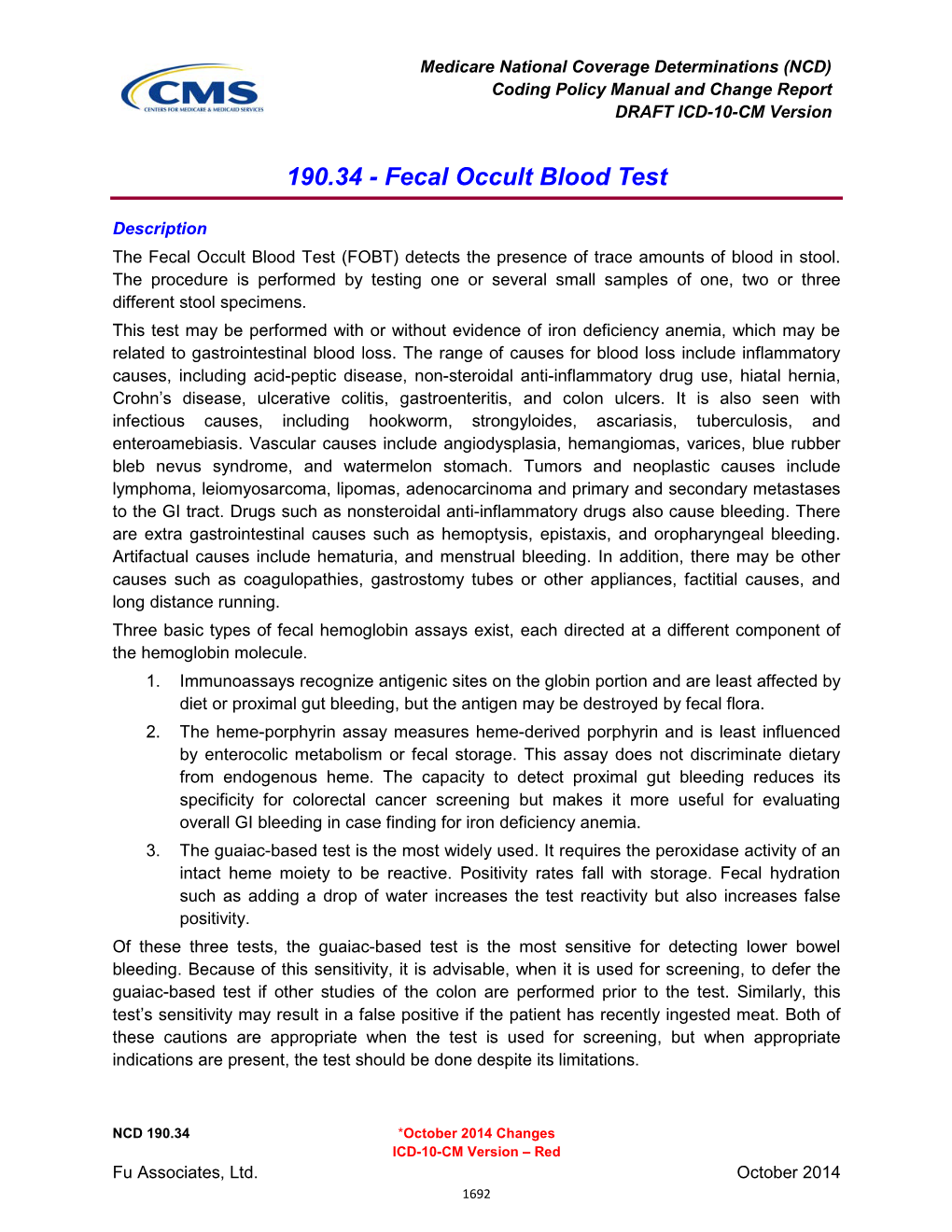 Fecal Occult Blood Test