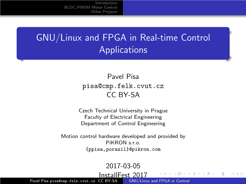 GNU/Linux and FPGA in Real-Time Control Applications