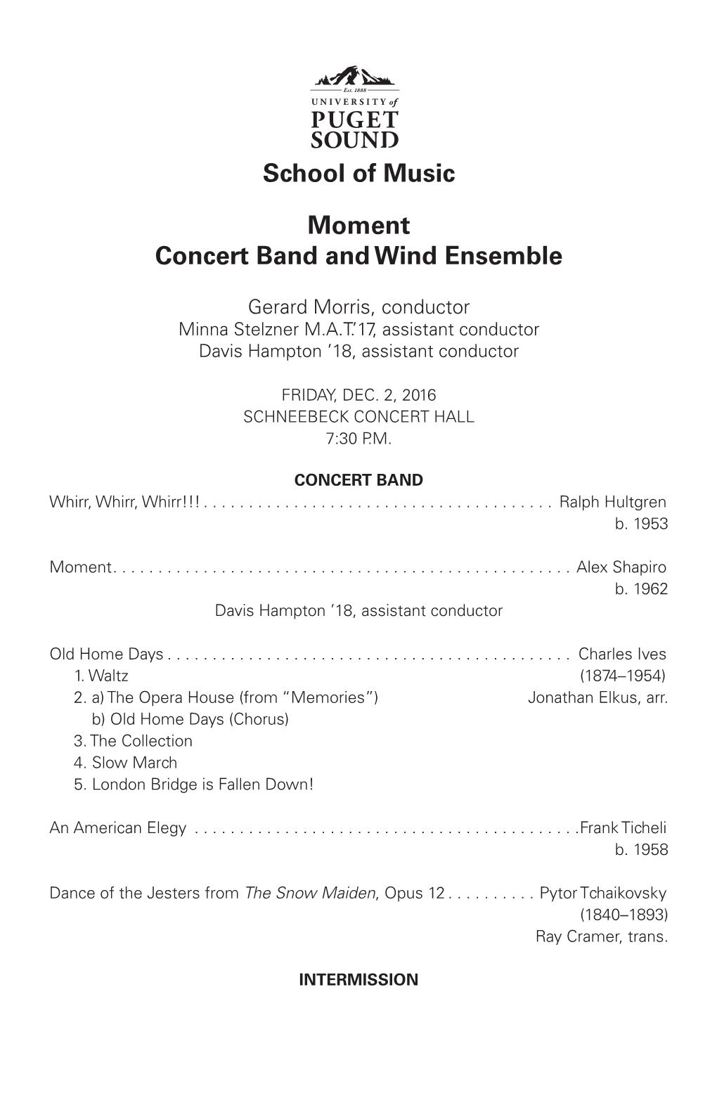 School of Music Moment Concert Band and Wind Ensemble