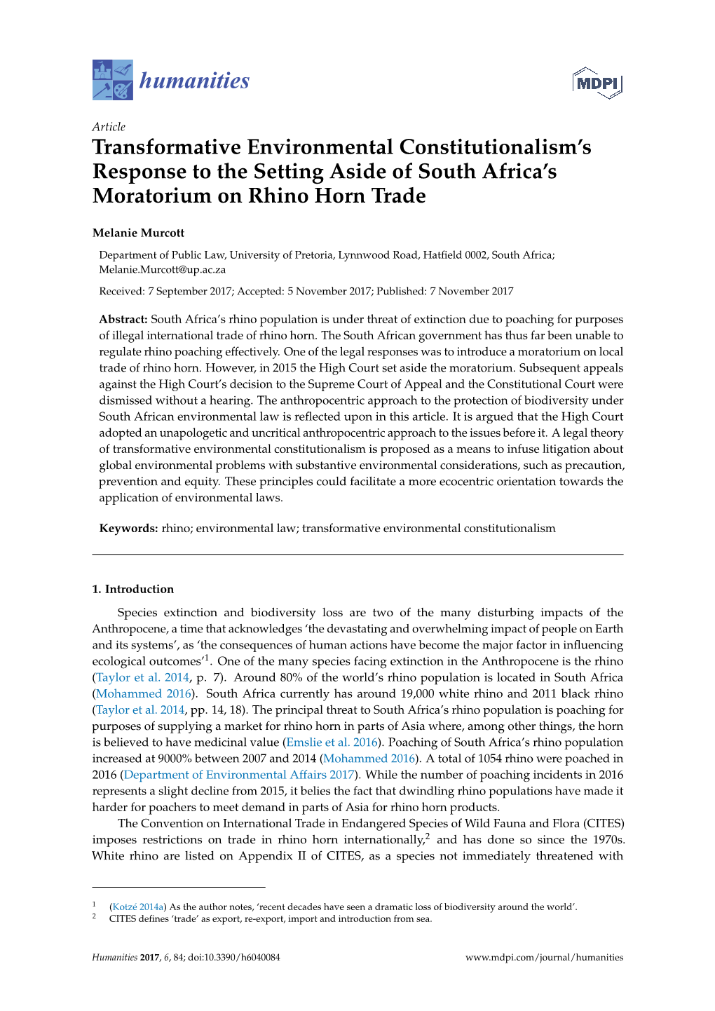 Transformative Environmental Constitutionalism's Response to The