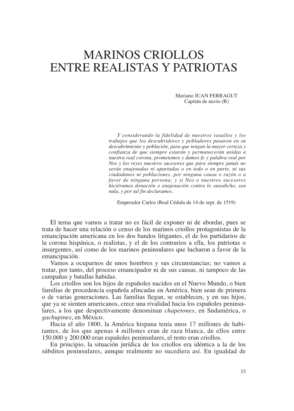 Marinos Criollos Entre Realistas Y Patriotas